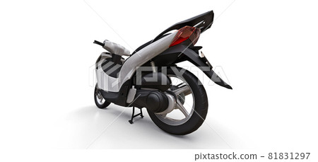 Modern urban white moped on a white background. 3d illustration. 81831297