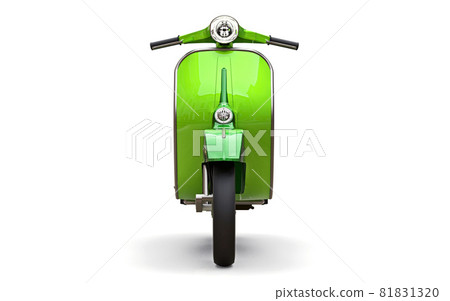 Vintage european green scooter on a white background. 3d rendering. 81831320