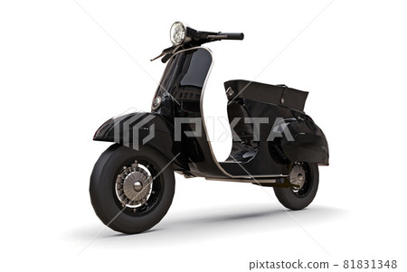 Vintage european black scooter on a white background. 3d rendering. 81831348