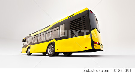 Mediun urban yellow bus on a white background. 3d rendering. Mediun urban yellow bus on a white background. 3d rendering. 81831391