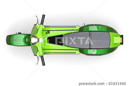 Vintage european green scooter on a white background. 3d rendering. Vintage european green scooter on a white background. 3d rendering. 81831400