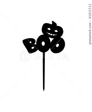 Halloween Cake topper Boo with pumpkin. Vector laser cut. 81831511