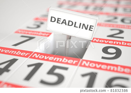 Dead Line Nov DEADLINE plate on November 8 in a calendar, 3d... - Stock Illustration ...