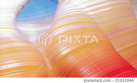 3d render. Shining red yellow surface, bright colorful bg. Beautiful abstract background of waves on surface, color gradients, extruded lines as striped fabric surface with folds or waves on liquid 3d render. Shining red yellow surface, bright colorful bg. Beautiful abstract background of waves on surface, color gradients, extruded lines as striped fabric surface with folds or waves on liquid 81832844