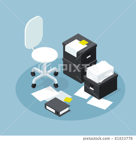 Isometric Office Papers Research Illustration Isometric Office Papers Research Illustration 81833776