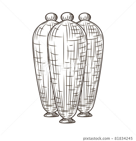 Set ceramic vases engraved style isolated on white background. Vintage sketch outline close up. Set ceramic vases engraved style isolated on white background. Vintage sketch outline close up. 81834245