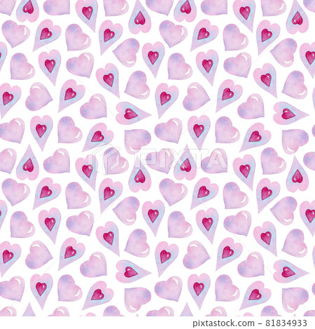 Watercolor seamless pattern with hearts on the... - Stock Illustration ...