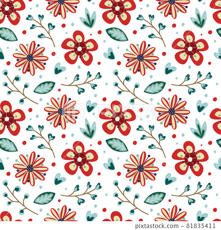 Vector floral seamless pattern in doodle style... - Stock Illustration ...
