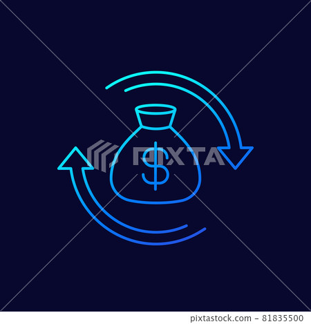 reinvest money line vector icon on dark 81835500