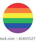 Circle gay vector flag or LGBT pride badge flag sign isolated. Gay culture symbol. Homosexual pride. Lesbian sign. Transsexual flag. Human rights and freedom. Urban culture. 81835527