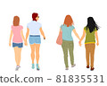 Homosexual girls walking and hand holding vector illustration isolated. Gay couple tenderness outdoor. Hand to hand closeness, lady love female. Lesbian couple handsome woman love girl. Pride rights 81835531