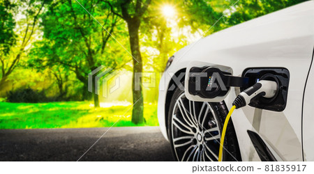 EV charging station for electric car in concept of green energy and eco power 81835917