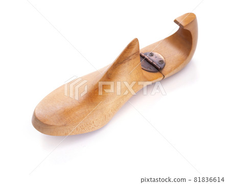 Wooden lasts shoes isolated at white background. Wood last for cobbler Wooden lasts shoes isolated at white background. Wood last for cobbler 81836614