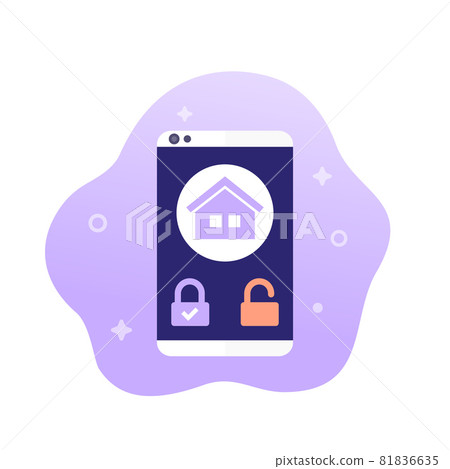 smart lock mobile app design, vector art 81836635