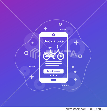 Book a bike app, vector icon Book a bike app, vector icon 81837039