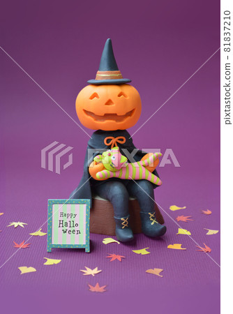 Halloween ~ Pumpkin and Cat Clay Art 81837210