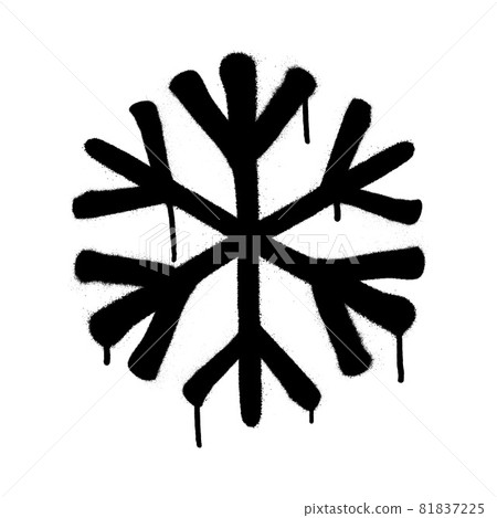 Sprayed snowflakes with overspray in black over white. Vector illustration. 81837225