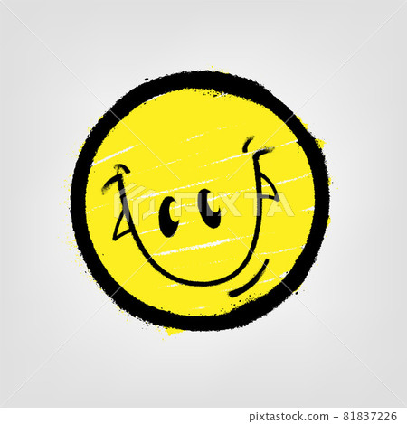 Graffiti emoticon. Smiling face painted spray paint. Vector illustration 81837226