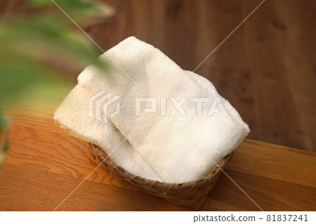 Product background Pile cloth towel in basket Product background Pile cloth towel in basket 81837241