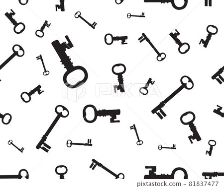 Seamless pattern of black silhouettes of keys 81837477
