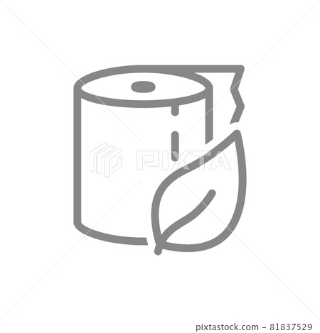 Toilet paper with a leaf line icon. Paper roll, eco material, personal hygiene items, cleanliness 81837529