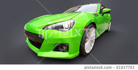 Green small sports car coupe. 3d rendering. 81837781