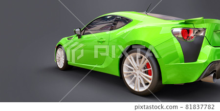 Green small sports car coupe. 3d rendering. 81837782