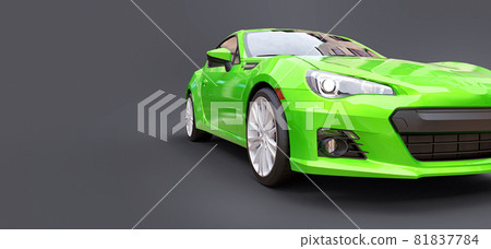 Green small sports car coupe. 3d rendering. Green small sports car coupe. 3d rendering. 81837784