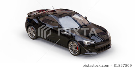 Black small sports car coupe. 3d rendering. 81837809