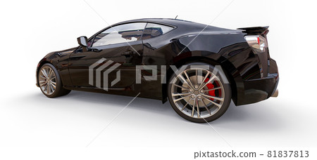 Black small sports car coupe. 3d rendering. Black small sports car coupe. 3d rendering. 81837813