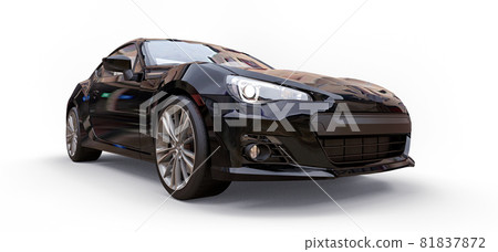 Black small sports car coupe. 3d rendering. Black small sports car coupe. 3d rendering. 81837872