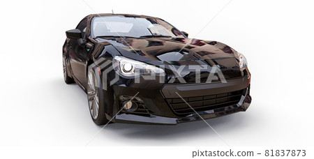 Black small sports car coupe. 3d rendering. Black small sports car coupe. 3d rendering. 81837873
