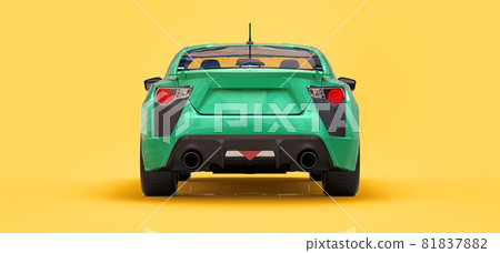 Green small sports car coupe. 3d rendering. 81837882
