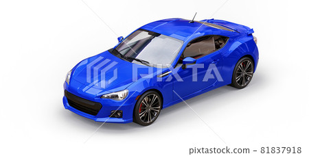 Blue small sports car coupe. 3d rendering. Blue small sports car coupe. 3d rendering. 81837918