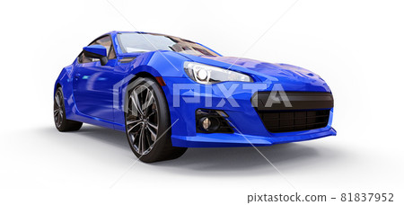 Blue small sports car coupe. 3d rendering. Blue small sports car coupe. 3d rendering. 81837952