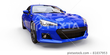 Blue small sports car coupe. 3d rendering. Blue small sports car coupe. 3d rendering. 81837953