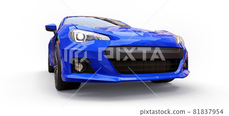 Blue small sports car coupe. 3d rendering. Blue small sports car coupe. 3d rendering. 81837954