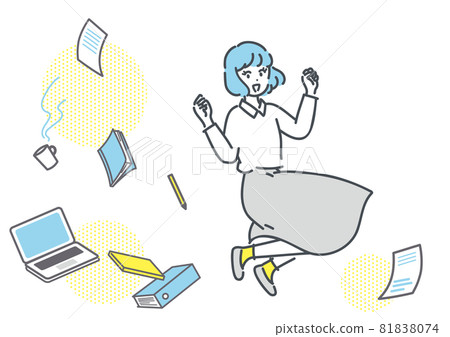 Business image illustration material of jumping woman 81838074