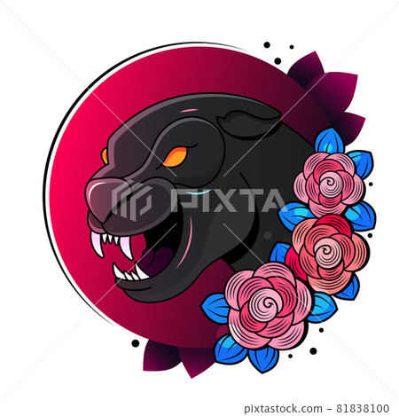 The stylized image of a black panther a tattoo 81838100