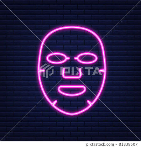 Facial mask flat icon. Neon style. Medicine, cosmetology and health care. Vector stock illustration. 81839507