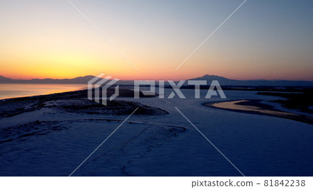 Abashiri's winter lake and Mt. Shari at dawn Abashiri's winter lake and Mt. Shari at dawn 81842238