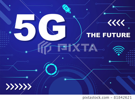 5G Network Wireless Technology Smartphone with Transmitter Tower Set Up High-Speed Mobile Internet for Communication and Gadgets. Background Vector Illustration 5G Network Wireless Technology Smartphone with Transmitter Tower Set Up High-Speed Mobile Internet for Communication and Gadgets. Background Vector Illustration 81842621