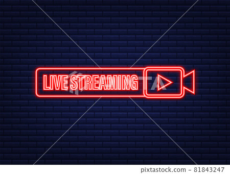 Live streaming logo. Neon icon. Stream interface. Vector stock illustration. 81843247