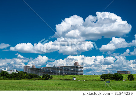 淀川河床空中漂浮的棉花雲 81844229
