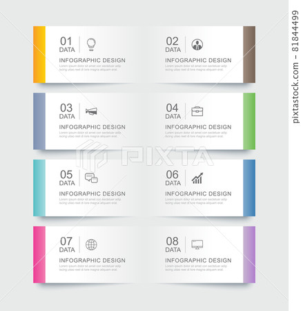8 data infographics tab paper index template. Vector illustration abstract background. 8 data infographics tab paper index template. Vector illustration abstract background. 81844499