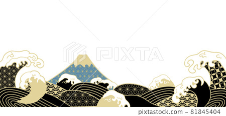 富士山的酷浪和背景插圖 81845404