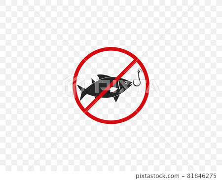 Ban, no fishing, prohibited icon. Vector illustration. Flat design. 81846275