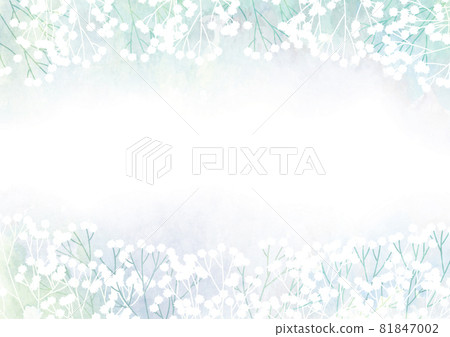 水彩風格冷色霧草背景上下框 81847002