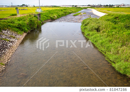 Shiraiwa River seen from the vicinity of Wagobashi at Kamiichi Town, Nakaniikawa District, Toyama Prefecture Shiraiwa River seen from the vicinity of Wagobashi at Kamiichi Town, Nakaniikawa District, Toyama Prefecture 81847286