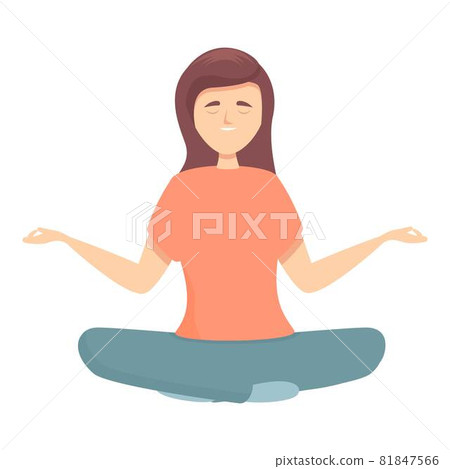 Zen meditation icon cartoon vector. Work... - Stock Illustration ...